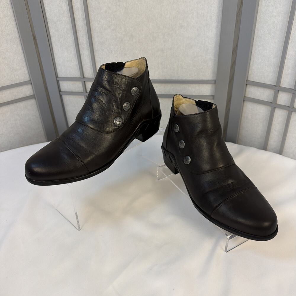 Ariat Spat III Dark Brown Boots 100% Leather Upper Snap Ankle Booties-Size 7.5M